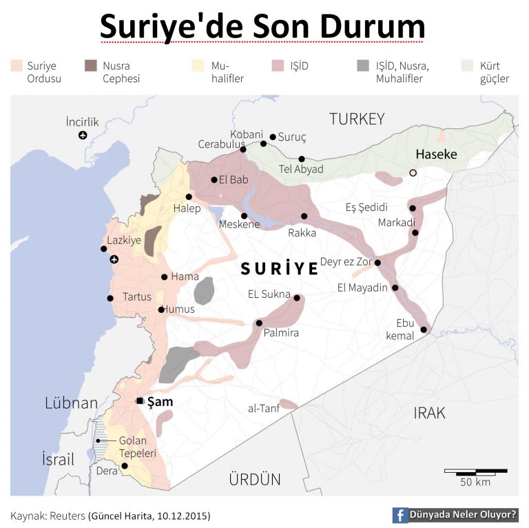 Suriye’de En Güncel Son Durum Haritası (Aralık 2015)
