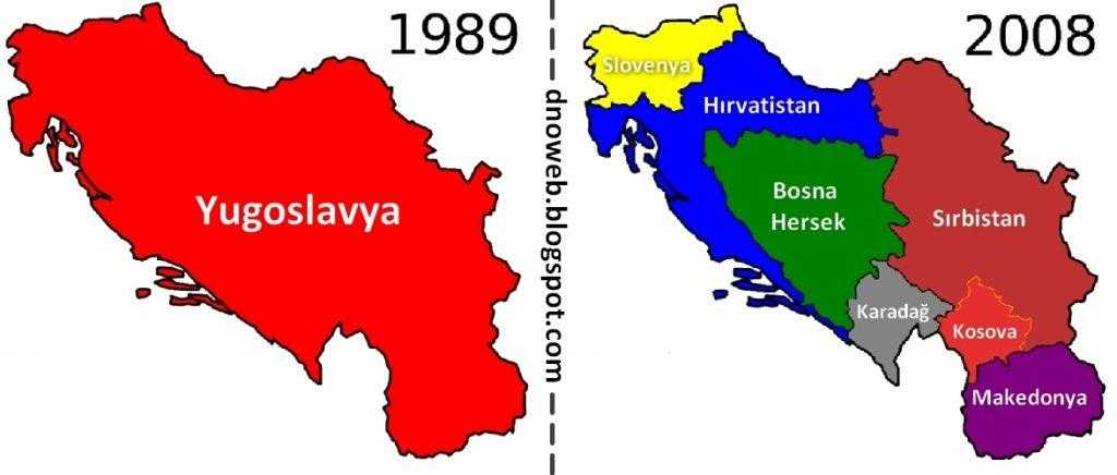 yugoslavya öncesi ve sonrası harita