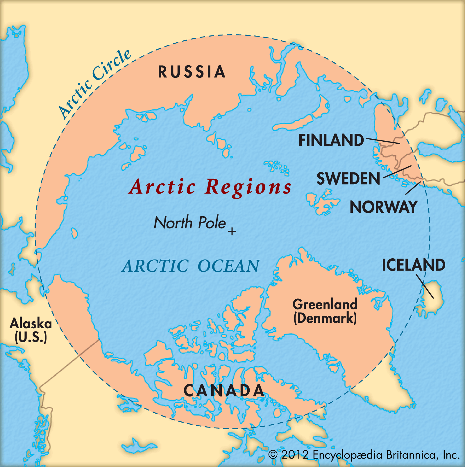 Arktika haritası ve Arktika'ya sınırı olan ülkeler