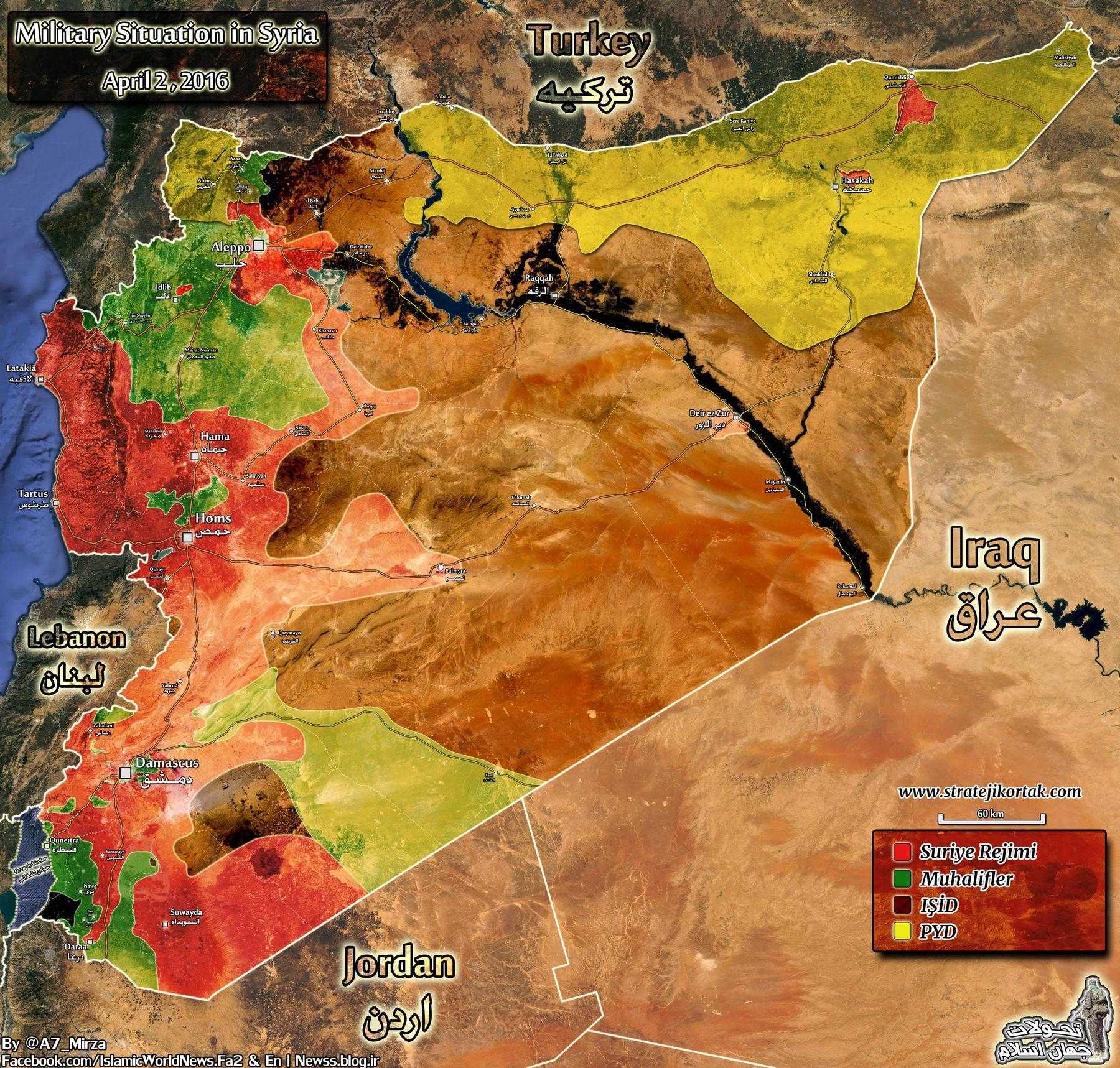 Suriye Son Durum Haritası Nisan 2016