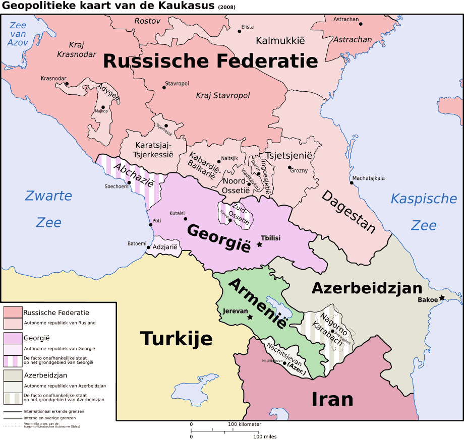 Kafkasya Haritası - *Tsjetsjeni: Çeçenistan