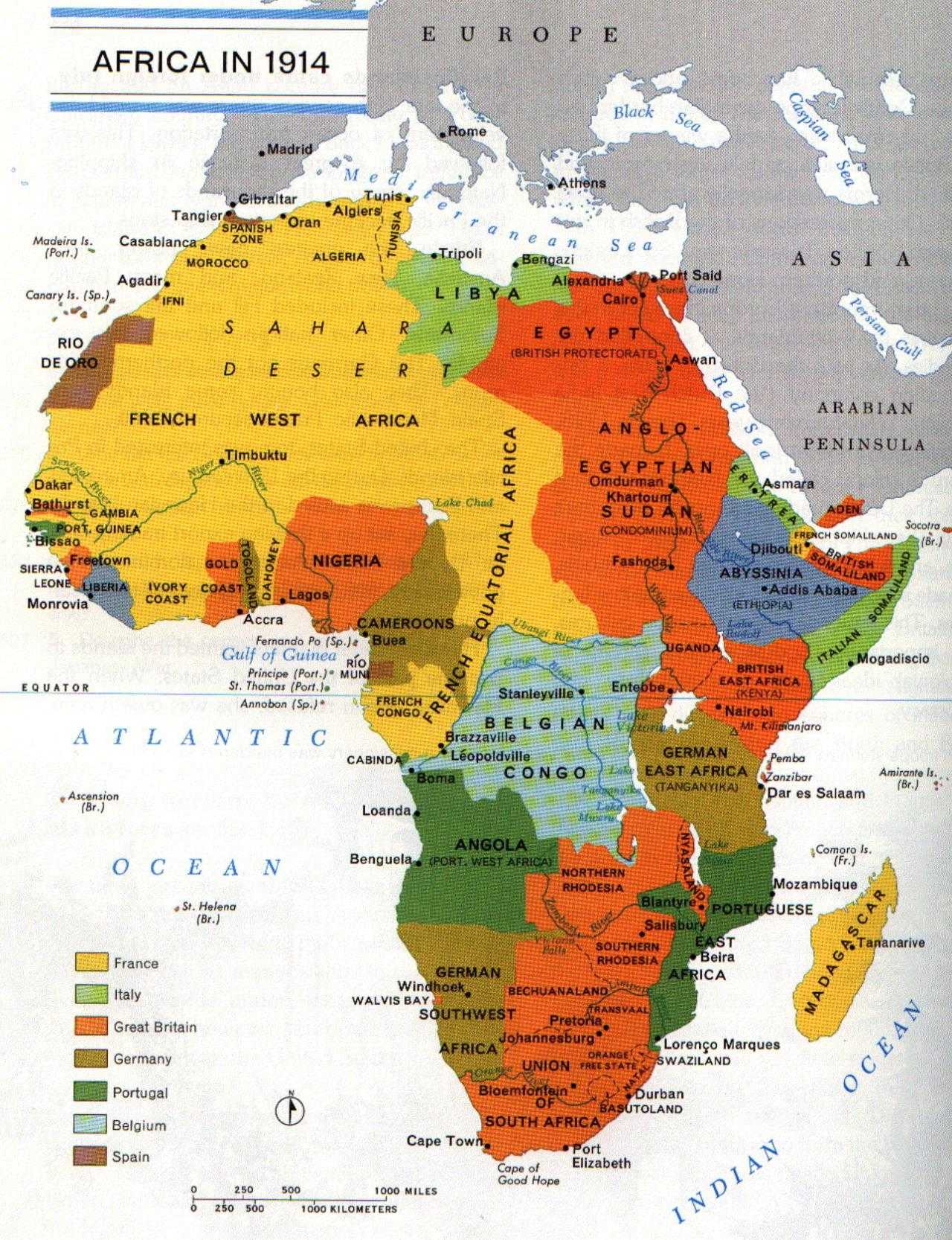 afrika sömürge haritası