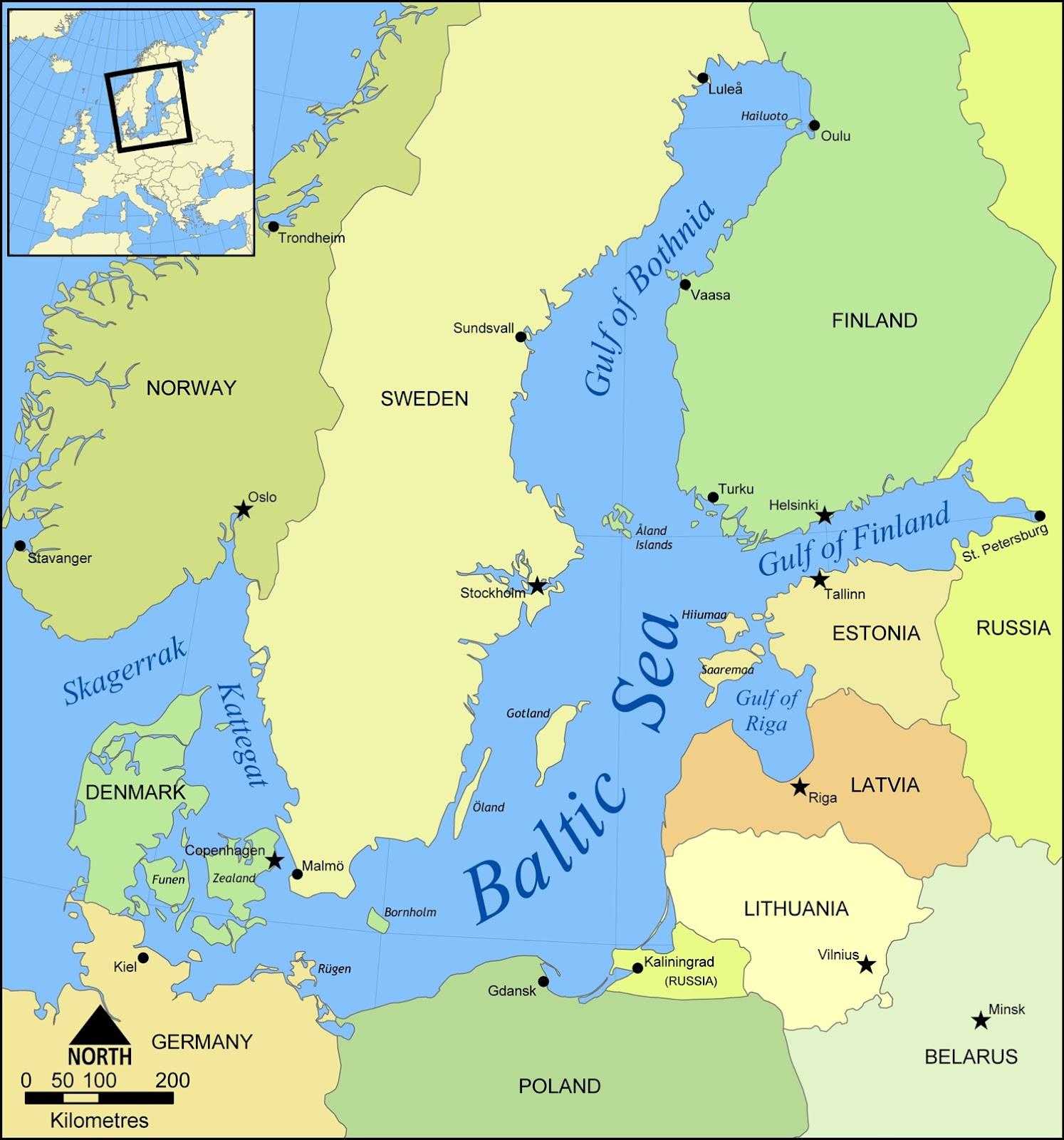 Baltık Denizi Haritası ve Baltık Ülkeleri