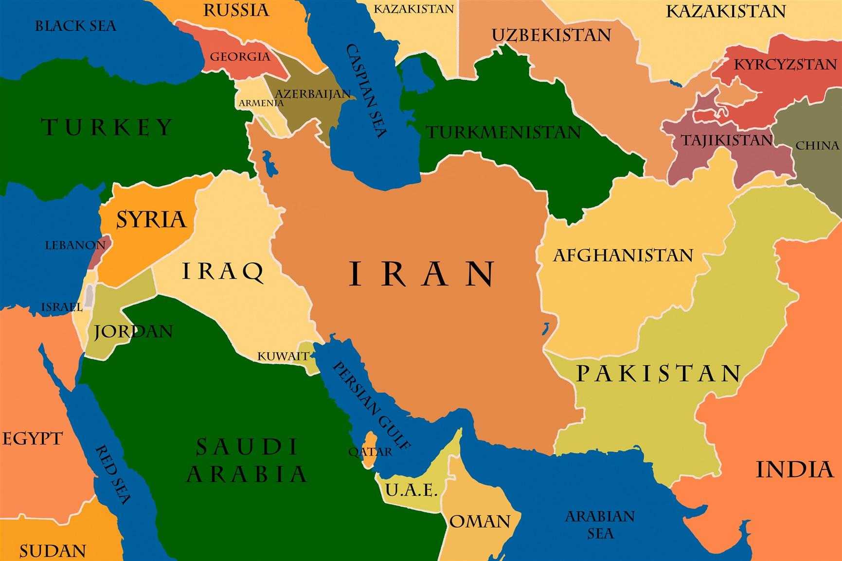 Ortadoğu Haritası: İran ve Komşu Ülkeleri