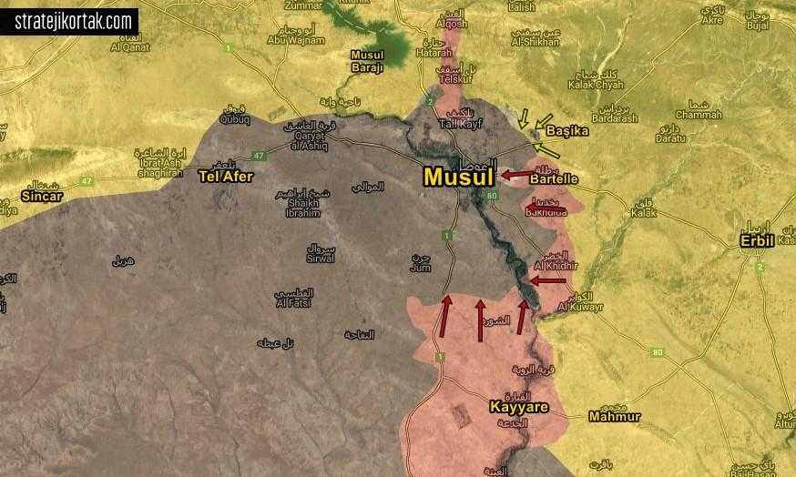 25 Ekim 2016 Musul Operasyonu Haritası