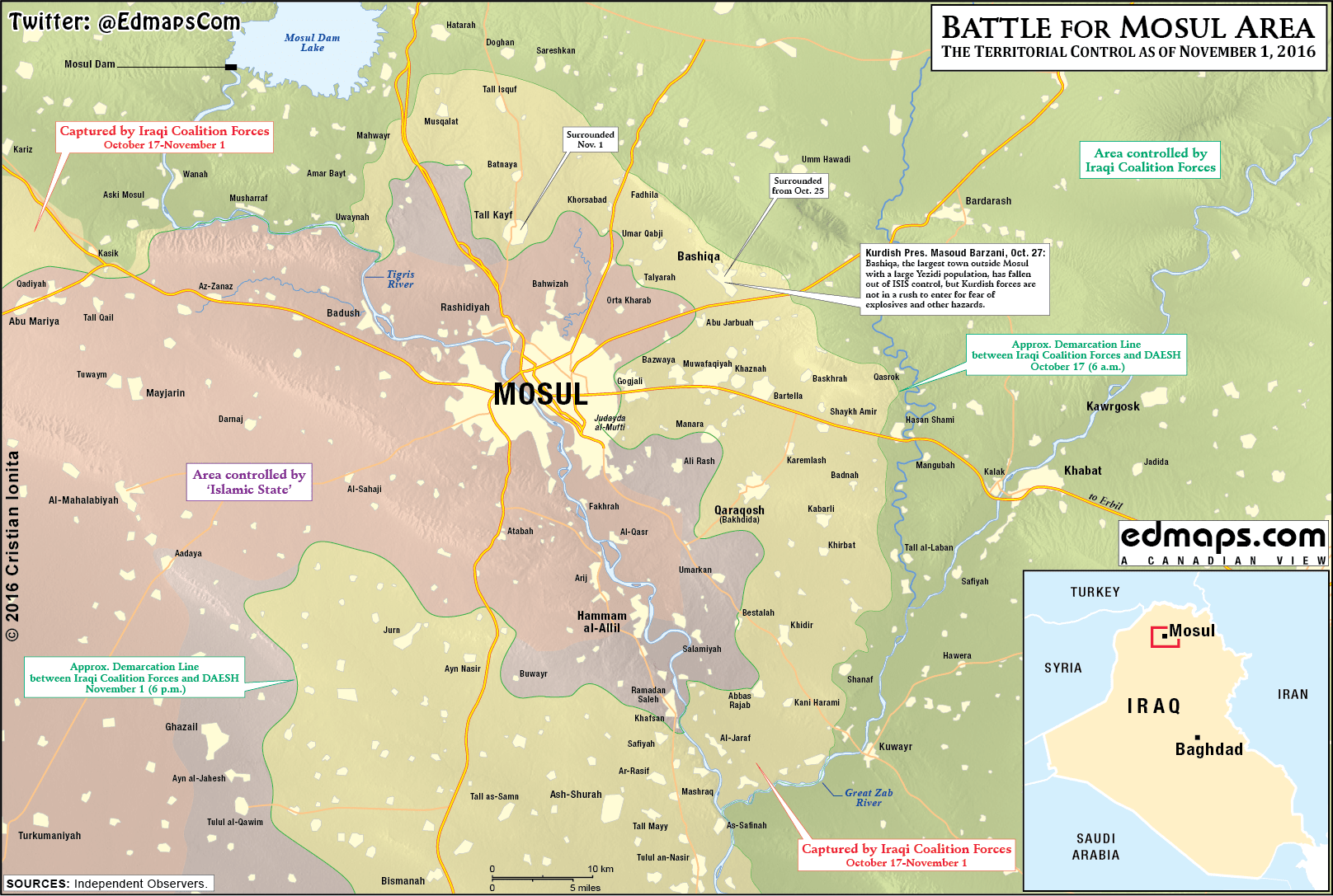 Musul son durum haritası [Kasım 2016]