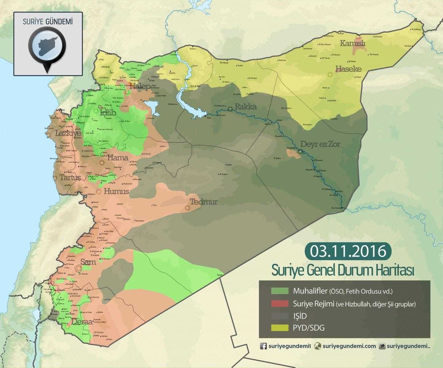 Suriye Son Durum Haritası - 3 Kasım 2016