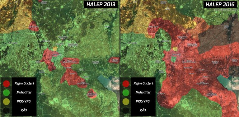 Büyük Değişim: Halep 2013 ve 2016 Haritaları
