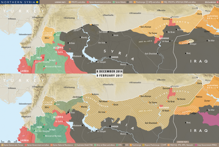 Suriye’nin Kuzeyi: 2014’ten 2017’e YPG Haritası