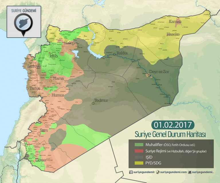 Suriye Son Durum Haritası (Şubat 2017)