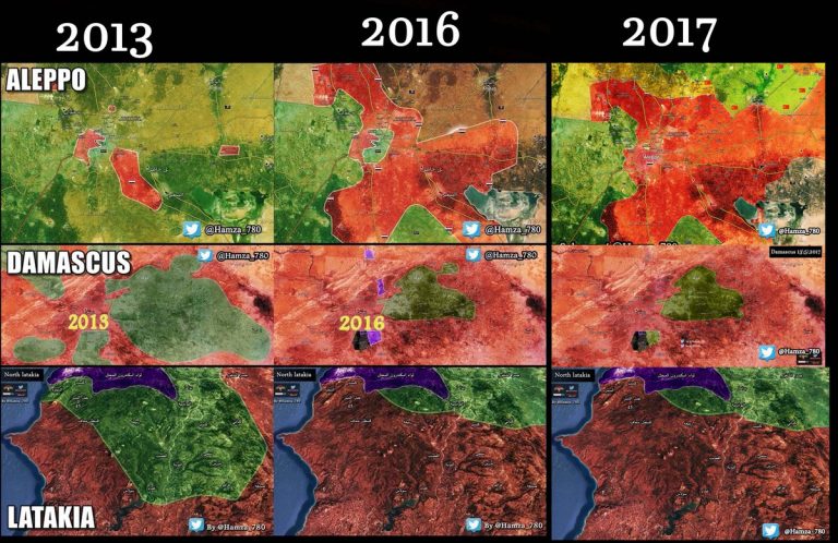 Halep, Şam ve Lazkiye’nin Değişim Haritaları [2013-2016-2017]