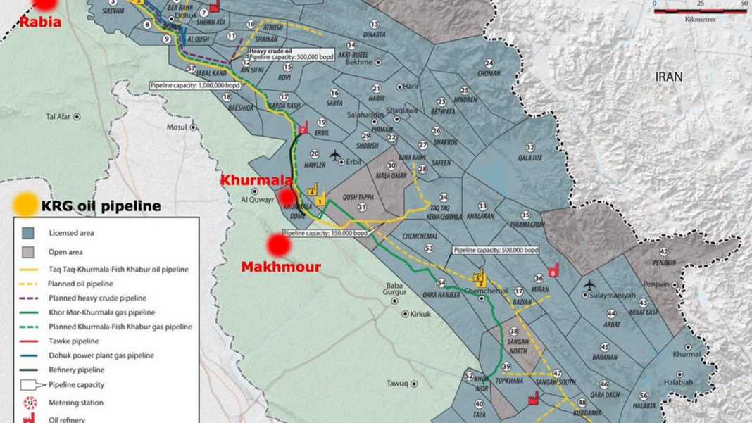 Kuzey Irak’taki Petrol Boru Hatlarının Haritası