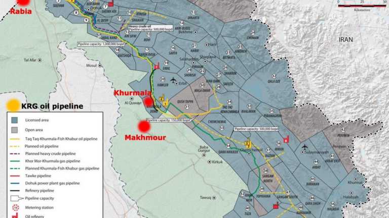Kuzey Irak’taki Petrol Boru Hatlarının Haritası