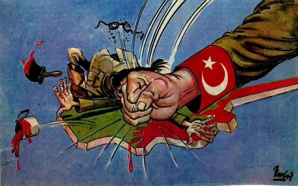 Kıbrıs Barış Harekatı sonucu yapılan bir kartpostal