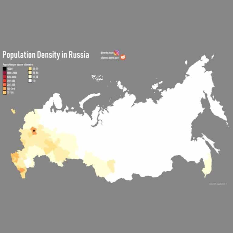 Rusya’daki Nüfus Dağılımının Haritası
