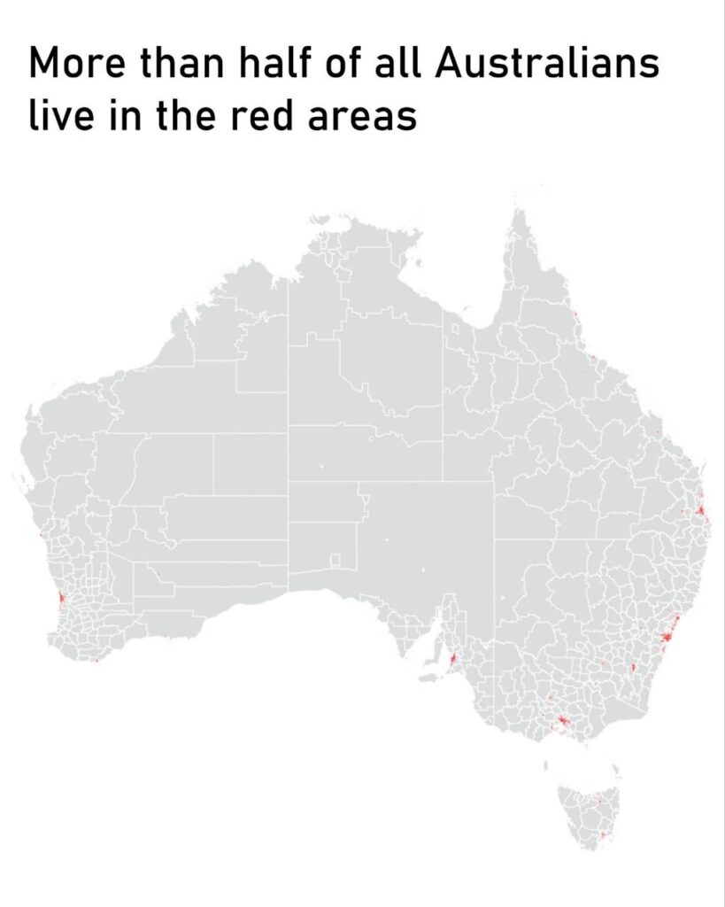 Avustralya Nüfusunun Orantısız Dağılımı (Harita) ​