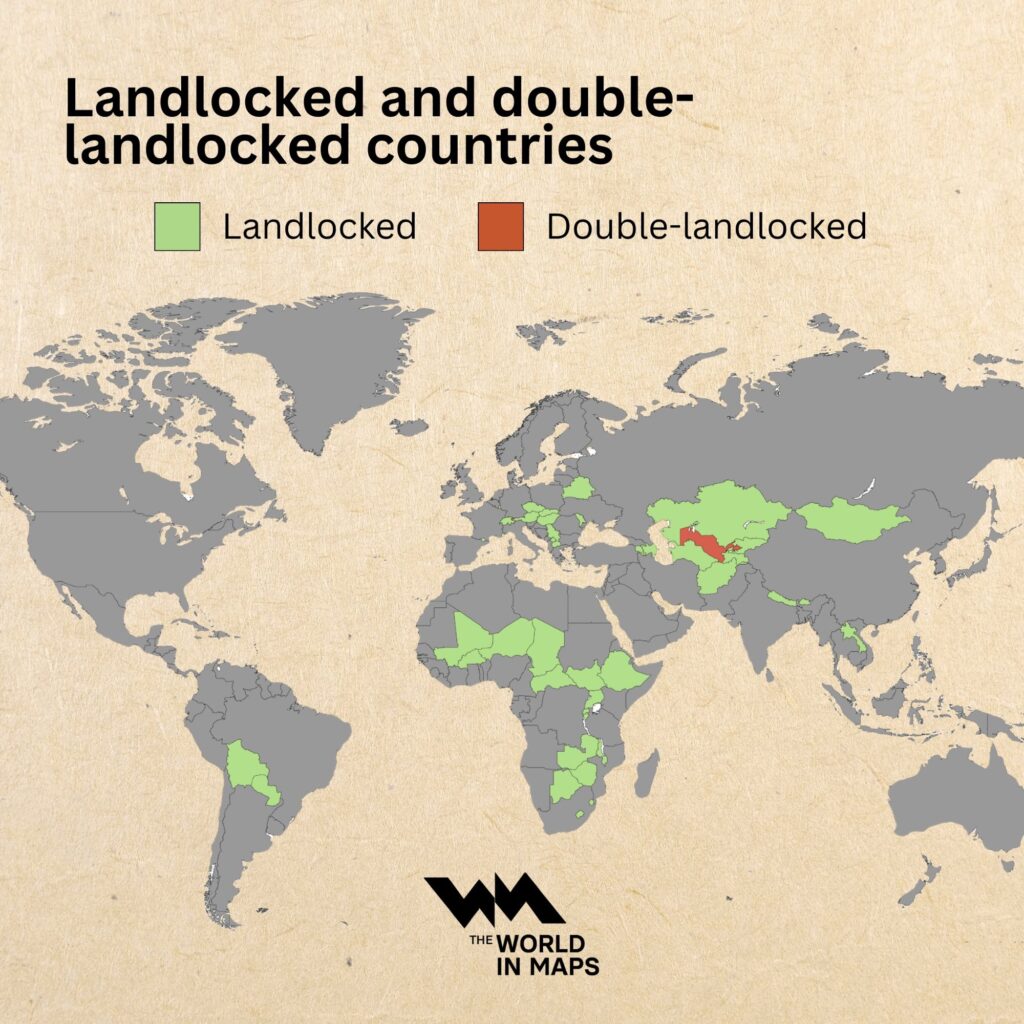 Double-Landlocked: Dünyada Sadece İki Ülke Var (Harita)