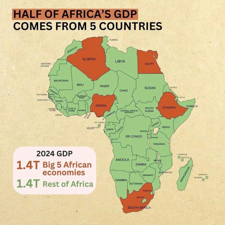 Afrika’nın En Büyük 5 Ekonomisi: Kıtadaki 49 Ülkeye Eşit (Harita)