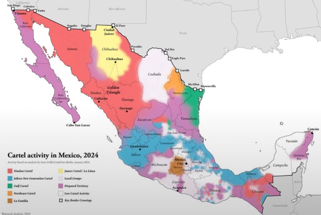 Meksika Uyuşturucu Kartellerinin Etkinlik Haritası​