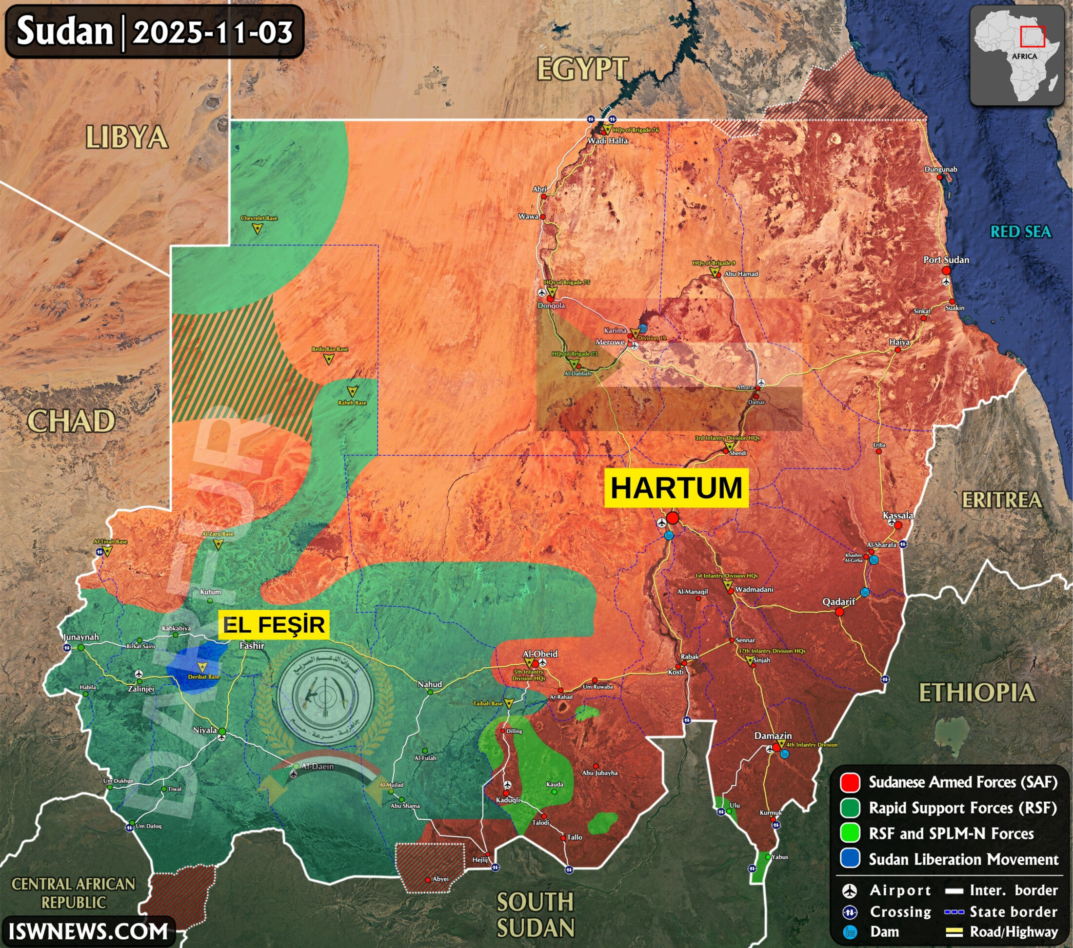 Sudan son durum haritası Kasım 2025