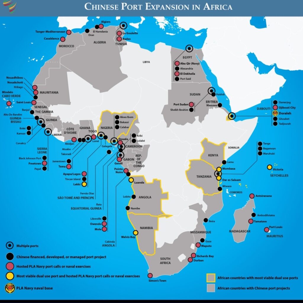 Çin’in Afrika’nın 30 Ülkesindeki Limanları (Harita) ​