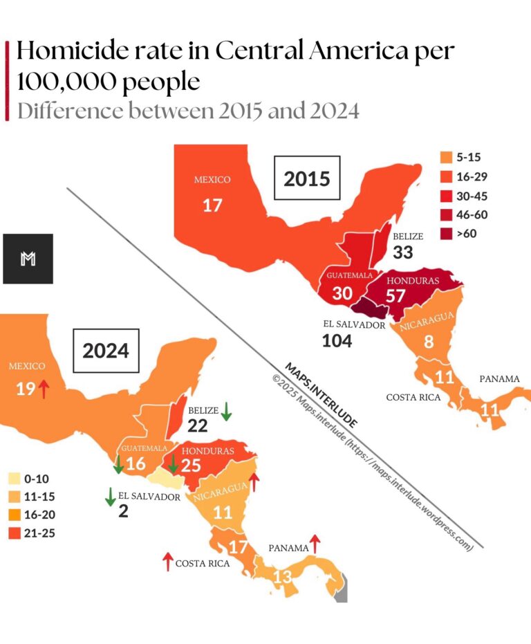 Orta Amerika Ülkeleri: Cinayet Oranlarındaki Değişim (2015 – 2024)