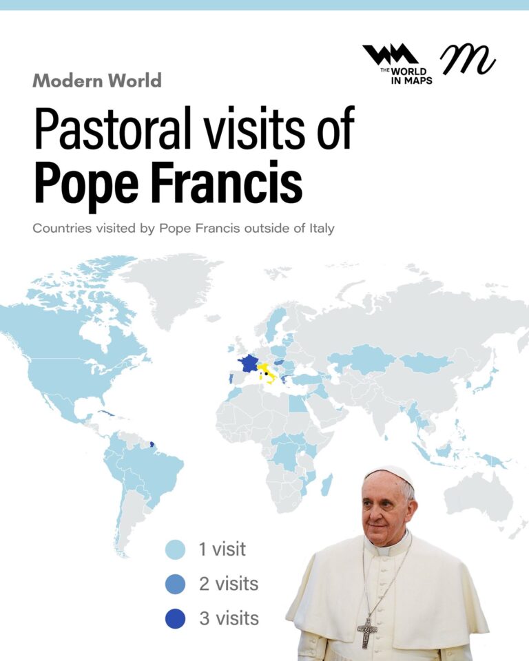 Papa Francis’in 12 Yılda Ziyaret Ettiği Ülkeler (Harita)