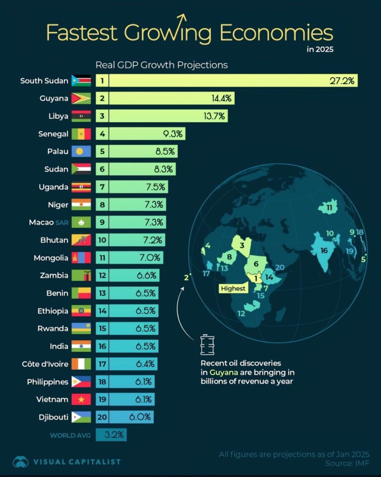 2025’te Dünyanın En Hızlı Büyüyeceği 20 Ekonomisi (İnfografik)